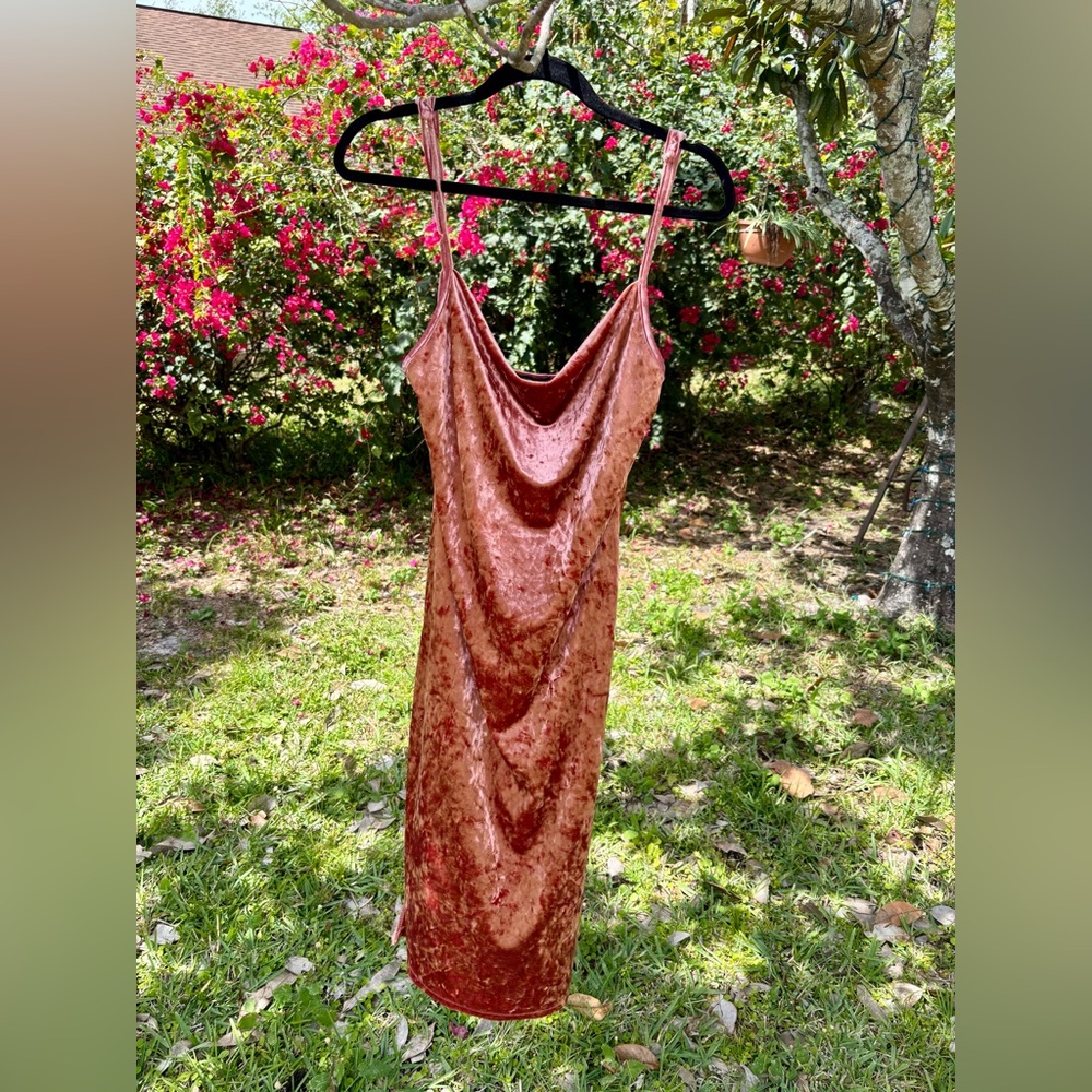 Velvet Heart Rust Midi Dress